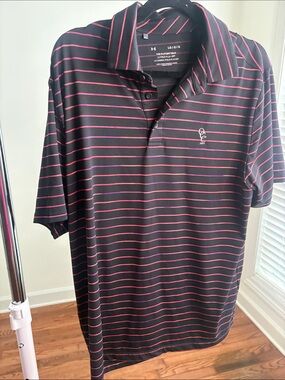 Under Armour Black Polo with Pink Stripes